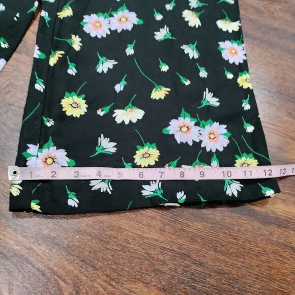 LOFT Tie Waist Linen Fluid Wide Leg Crop Whimsy Pants in Garden L - Picture 6 of 14